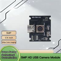 Módulo de Cámara USB de 5MP para Windows, Android, Linux y Mac, 2592x1944, 30fps, Alta Velocidad, Enfoque Fijo, Cámara UVC con Micrófono