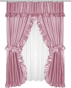 Elegant Jacquard Weave Double Waterproof Double Swag Valance <strong>Shower</strong> <strong>Curtain</strong> With <strong>Peva</strong> Liner - Product Image 6
