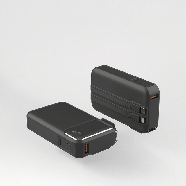 OEM Logo 20000mAh Large Capacity Portable AC Plug Wall Charger Built in Cable Charger for IPhone PD22.5W Fast Charging PowerBank