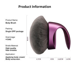 OEM & ODM grande spazzola ventilatore portatile capelli sintetici Semi-cerchio polvere spazzola per il viso e il corpo trucco fondotinta e pennello di contorno - Product Image 2