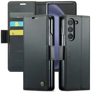 CaseMe New Leather Case for Samsung Galaxy Z Fold 5 4 3 Slim Thin Wallet Kickstand Credit Card Pouch Case for Samsung Z Fold 5