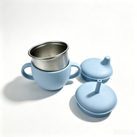 Ensemble de repas pour bébé en silicone avec ustensiles en acier inoxydable, base antidérapante à ventouse, motif animalier de dessin animé, sans BPA et anti-fuite