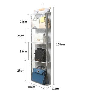 Clear Closet Hanging Handbag Organizer with Zippers Bag Purse <b>Storage</b> Holder Over the Door <b>Space</b> <b>Saving</b> Shelf Pocket - Product Image 5