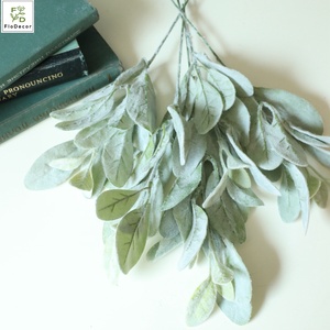 Bó Hoa Cô Dâu Đám Cưới Bằng Vải Flanen Bằng Nhựa Màu Trắng Cây Xanh Lá Cây Lanata Nhân Tạo Trang Trí - Product Image 4