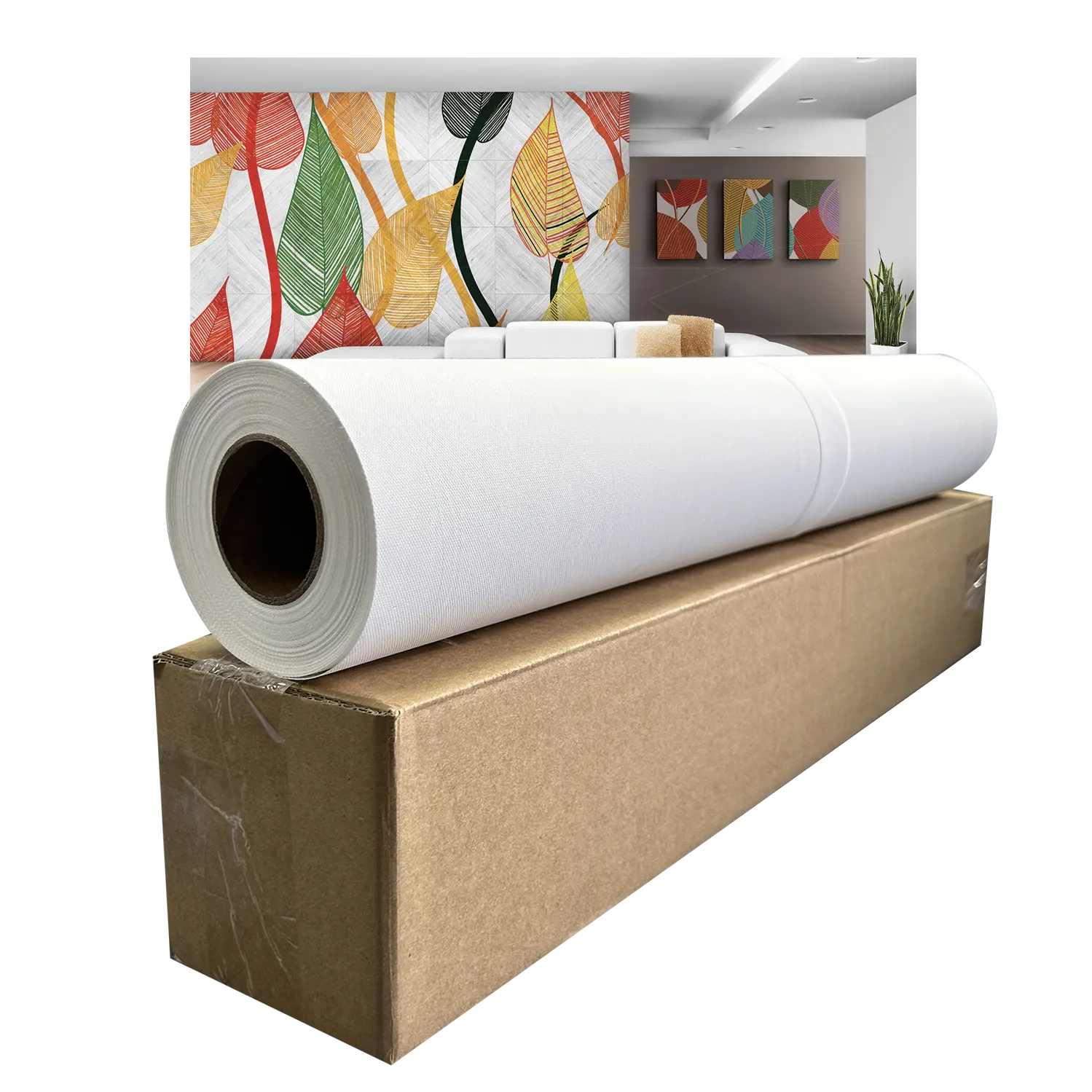 Gulungan kain kanvas dinding polos tahan air Matte cetak Inkjet lateks UV Format besar