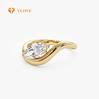 VLOVE Bagues de fiançailles de conception spéciale de haute qualité Bague en diamant Marquise en or 1.00 Ctw 14K cultivé en laboratoire