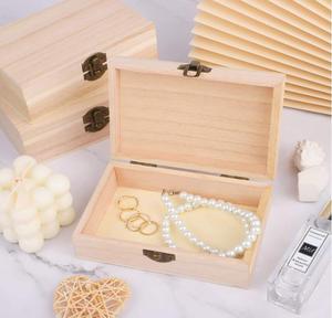 Wholesale In Bulk Hinged Square Luxury Fancy Ring Jewelry Packaging Storage Wood Crafts Gift Wooden Box with Custom Logo