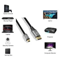 Câble DP mâle-mâle Mindpure 1m 2m Mini 1.4V 8K 4K 144Hz HDR 60Hz plaqué or blindage tressé 32.4Gbps pour ordinateur