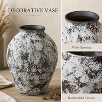 Vase à fleurs en céramique texturée rustique Jossin pour la décoration de la maison, table de ferme, salon, poterie décorative vintage