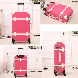 UNIWALKER 12 "20" 22 "24" 26 "गुलाबी विंटेज सूटकेस यात्रा सूटकेस, यूनिवर्सल पहियों के साथ खरोंच प्रतिरोधी रोलिंग बैग