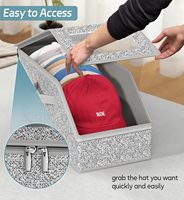 Boîte de rangement pliable et empilable pour casquettes de baseball - Organisateur de chapeaux gain de place pour placard, capacité de 12 casquettes
