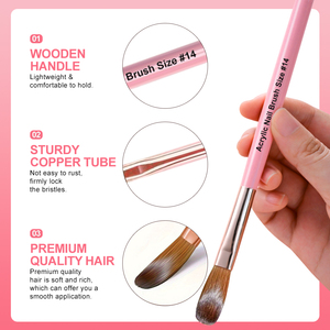 3 Piezas # Pinceles de Uñas de Acrílico 8/10/14, Pincel Profesional de Madera <span class=keywords><strong>Rosa</strong></span> con Cristal para Extensión de Uñas, Herramientas de Manicura para Esculpido 3D - Product Image 6