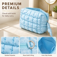 Pochette de toilette matelassée personnalisée en polyester, accessoires de voyage, rangement pour maquillage, trousse de toilette, sac de voyage