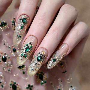Luxury Retro Baroque Nail <b>Stickers</b> Scepter Gold Foil Faux Gem Texture Nail <b>Decals</b> For Professional Home Nail Art Ornament - Product Image 2