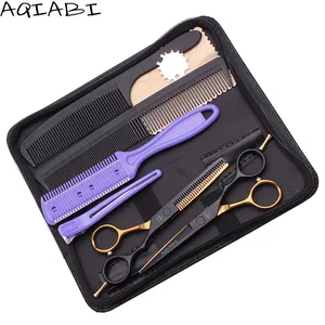 Scissors Hair 5.5'' 6" AQIABI 440C Barber Hair Cutting Scissors Thinning Shears Hairdresser Scissors Set Add Bag A1029