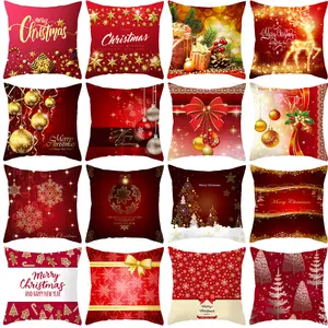 クリスマスクリスマス赤い枕ケースサンタクロースクッションカバー家の装飾のためのクリスマスの装飾ノエルナタール2021