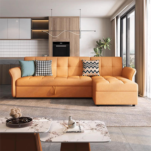 Canapé-<span class=keywords><strong>lit</strong></span> sectionnel moderne PZCN HOME avec rangement, convertible fonctionnel, en tissu, en forme de L, pour salon - Product Image 3