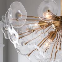 Lustre moderne en laiton, style français de luxe, lampe en verre en forme de pétale, luminaire design pour villa, suspension Kendari