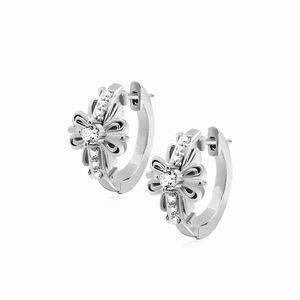 Hoop Earrings Flower Shape 925 Sterling Silver Iris Cross Design Claw Setting Everyday Wear - Product Image 5