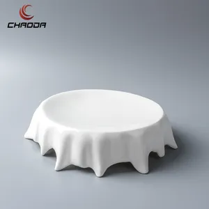 CHAODA-plato redondo de cerámica con forma de Mesa para el desierto, platos de porcelana blanca de alta calidad, para aperitivos de hotel, 8-12 pulgadas