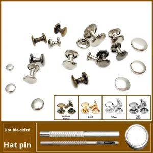Rivets à capuchon métallique double face Clous à clous en forme <span class=keywords><strong>de</strong></span> cœur en diamant Boutons à pression Rivets plats Outil <span class=keywords><strong>de</strong></span> bricolage Sac en cuir Décoration <span class=keywords><strong>de</strong></span> vêtements - Product Image 2