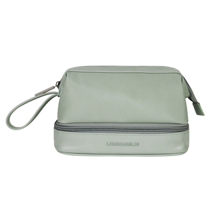 Sac de toilette de voyage de luxe en cuir PU double couche 5 #   Fermeture éclair imperméable, motif pierre, design tendance, grande capacité personnalisée - Product Image 3