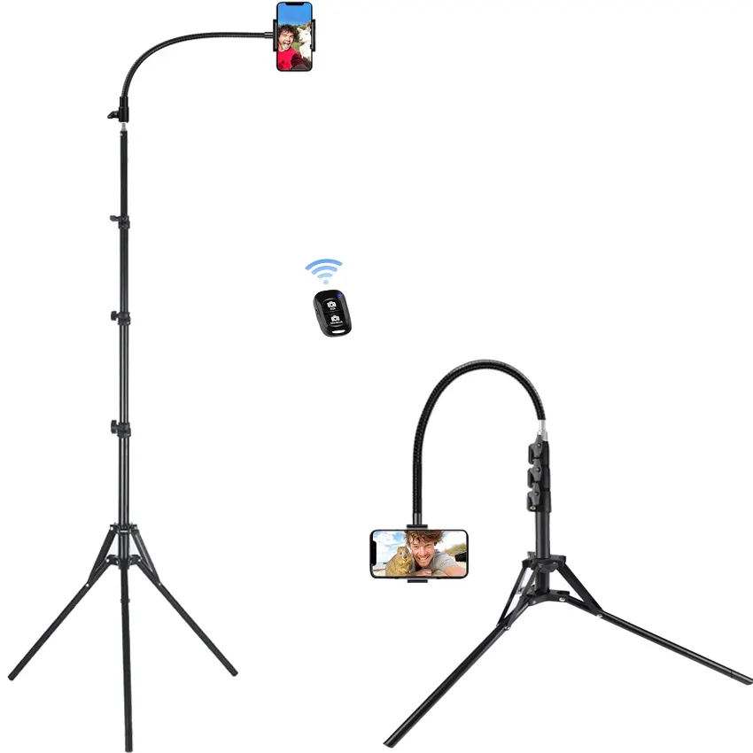 Supporto per treppiede multifunzione per videocamera Live da 2m con morsetto per supporto per telefono per treppiede con luce ad anello per Smartphone con illuminazione Video fotografica