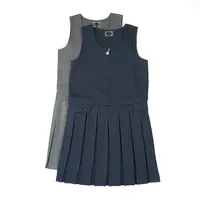 Uniforme scolastica di alta qualità per ragazze con cerniera sul davanti abiti pieghettati scuola uniforme blu Navy