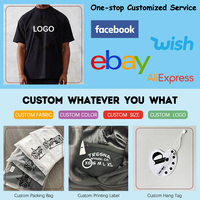 T-shirts en Coton 100 % Coton 260 g/m² Homme Manches Courtes Ample Lourd T-shirt Noir Boxy Coupe Courte Jersey Uni