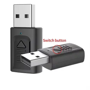 Transmissor receptor de áudio 4 em 1 plug and play usb bluetooth 5.0 com botão interruptor