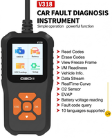 V318 OBDII Scanner de diagnostic universel avec affichage TFT, graphiques en temps réel, capture d'image, réinitialisation et effacement des codes de panne du moteur (DTC)