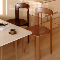 Chaise de salle à manger en bois massif avec dossier moyen, colorée, en bois massif épaissi, mobilier moderne pour appartement et maison