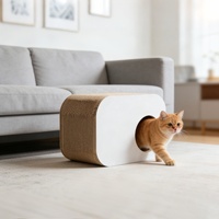 Mobilier pour animaux de compagnie en carton ondulé, type niche fermée, griffoir et lit de repos pour chaton, résistant à l'usure