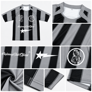 Maillots de football personnalisés à rayures, impression numérique, col rond, manches courtes, légers, séchage rapide, unisexe, streetwear classique, football - Product Image 4