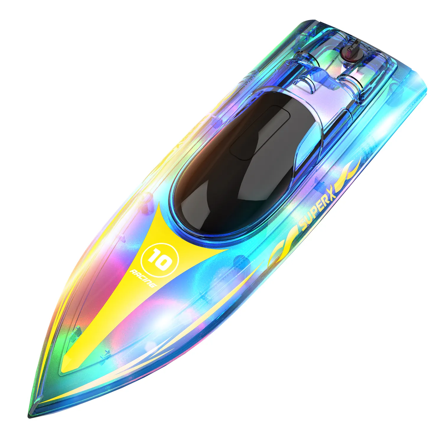 Flytec V555 2.4GHz Transparent Glow LED Lighting Effect 15Km/h High Speed RC Racing Remote Control Boat Toy For 60 Mins Playing