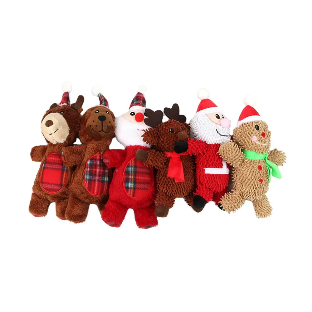 Christmas Day Pet Dog Cat Toy Santa Claus Snowman Elk Bear Dog Look Cotton Plush Pet Christmas Toys