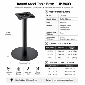 Socle de table de restaurant moderne en acier noir, support de plateau rond pour mobilier de café, prix DDP USA - Product Image 3