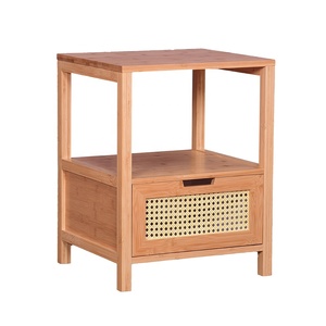 Mesa <span class=keywords><strong>de</strong></span> <span class=keywords><strong>Noche</strong></span> <span class=keywords><strong>de</strong></span> Bambú Personalizada con 1 Cajón y 2 Estantes - Product Image 1