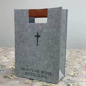 Materiale riciclato copertura bibbia Tote chiusura aperta sacra croce intagliata messaggero borsa per il trasporto per lo <span class=keywords><strong>studio</strong></span> <span class=keywords><strong>della</strong></span> chiesa - Product Image 5