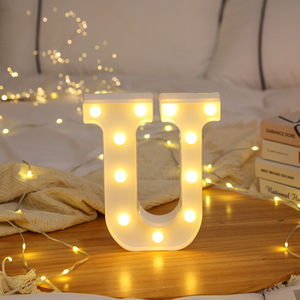 Lampu Huruf LED Putih Menyala, Tanda Alfabet 'U' DIY Lampu Marquee Malam Hari dengan Cahaya Putih Hangat untuk Pesta Rumah, Ulang Tahun, Pernikahan, Bar - Product Image 1