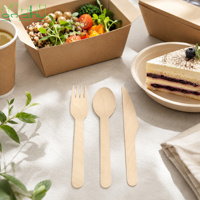 Composteerbaar, voedselveilig, groothandel bestektrio van natuurlijk berkenhout - essentieel voor moderne restaurants