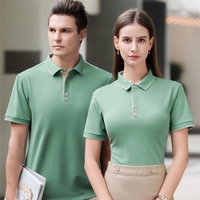 T-shirt unisexe décontracté en coton tricoté rayé, anti-plis, respirant, avec logo brodé personnalisé, manches courtes boutonnées, haute qualité