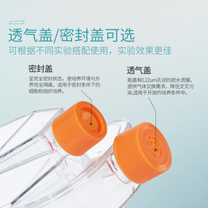 ขวดเพาะเลี้ยงเซลล์คอร์นนิ่ง T25 แบบมีช่องระบายอากาศ T75 แบบมีช่องปิดผนึก ผ่านการฆ่าเชื้อด้วยรังสี ดีไซน์โปร่งใส - Product Image 1