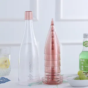 अटूट प्लास्टिक वाइन ग्लास के साथ हटाने योग्य उपजी नीचे बोतल भंडारण, Shatterproof शैम्पेन कप