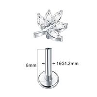 Set de Piercings de Titanio G23 con Zirconia en Forma de Flor, Chapado en Oro/Plata, para Cartílago, Tragus, Hélix, Labret, 16G, para Lóbulo de la Oreja, Daith, Oreja y Labio
