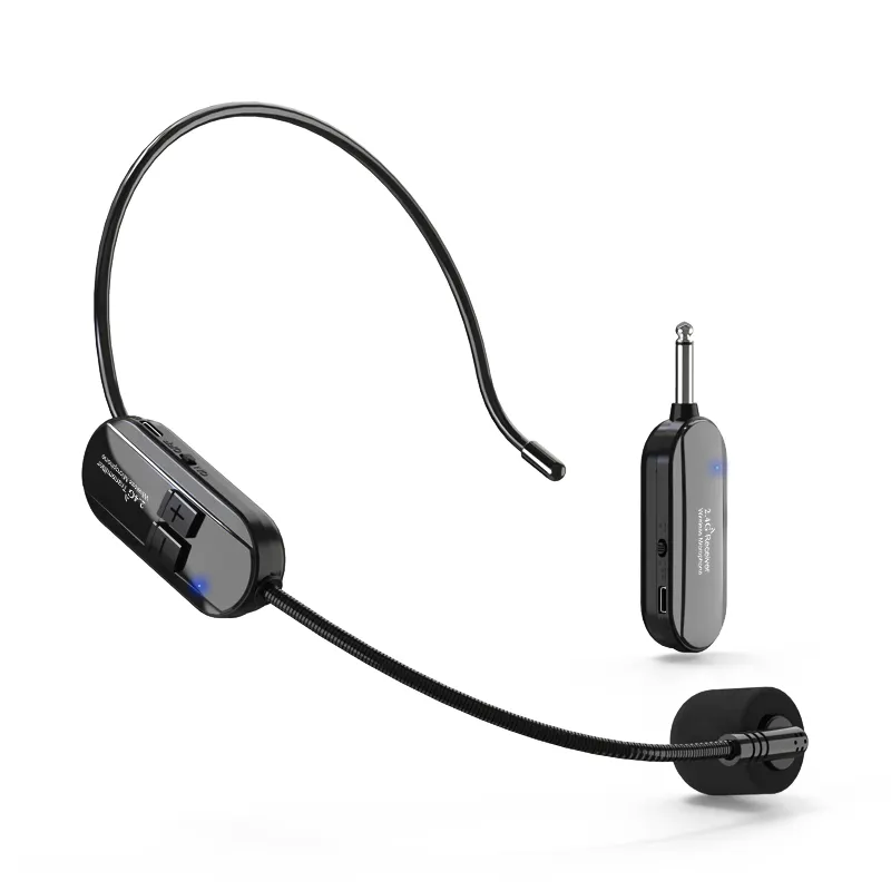 Microfone sem fio g106 2.4g 2 em 1, headset com microfone wireless e com sistema de lavalier, microfone pequeno e sem fio