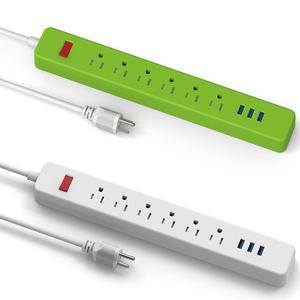Regleta de Enchufes Estadounidense con 6 Tomas de Corriente y 3 Puertos USB, Protector de Sobretensión de Alta Resistencia de 15A 125V con Interruptor de Encendido/Apagado - Product Image 1