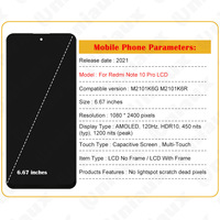 Écran LCD OLED pour Redmi Note10 Pro avec écrans intérieur et extérieur et assemblage de cadre