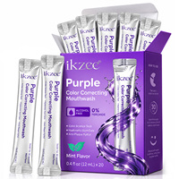 Ikzee – Sachets de bain de bouche correcteurs de couleur en gros, format voyage, bain de bouche violet pour blanchir les dents, rafraîchir l'haleine et favoriser la santé des gencives