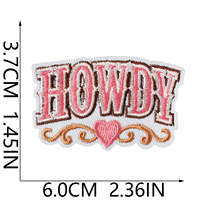 Patch brodé thermocollant en polyester style western rétro, motifs Cowgirl, Howdy, Cactus, pour vestes et bottes de cowboy
